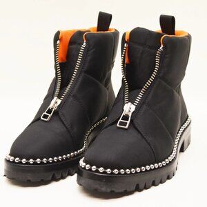 Womens Alexander Wang Cooper Black Orange Quilted Beaded Trim Bootie 39 US/8.5